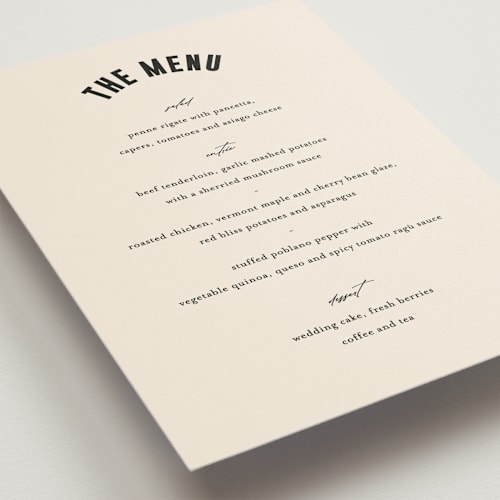 This is a cream menu cards with standard by Pixel and Hank called spin printing on signature in standard