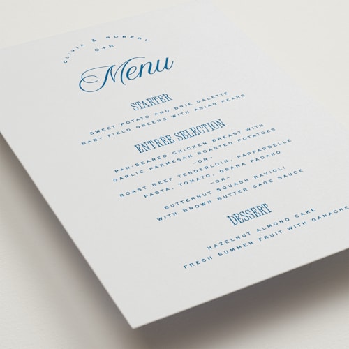 This is a ocean menu cards with standard by Kelly Schmidt called riviera printing on signature in standard