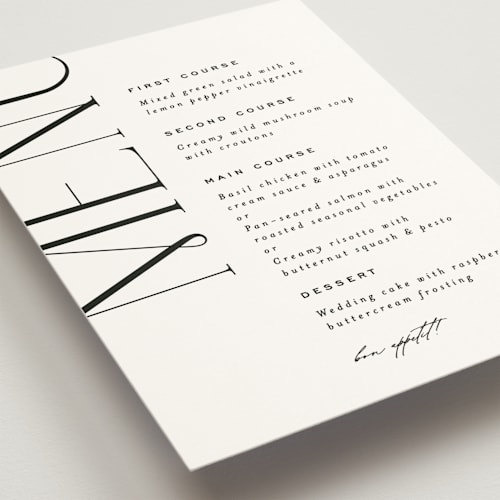 This is a lily menu cards with standard by Owl and Toad called numerical printing on signature in standard