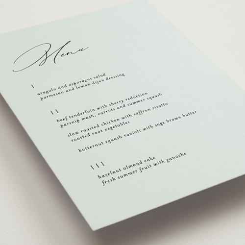 This is a sky menu cards with standard by Kelly Schmidt called merryvale printing on signature in 5x7