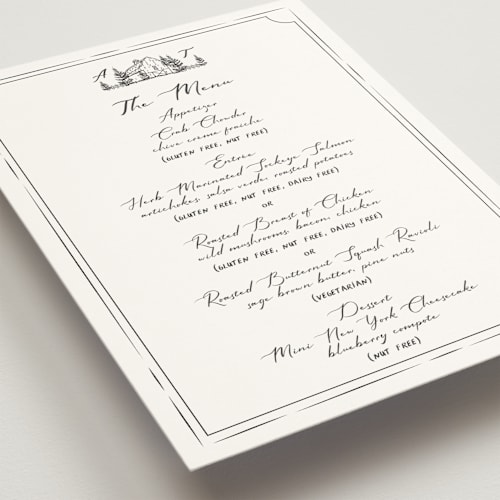 This is a cloudy menu cards with standard by Sherley Ferreira called southern soul printing on signature in 5x7
