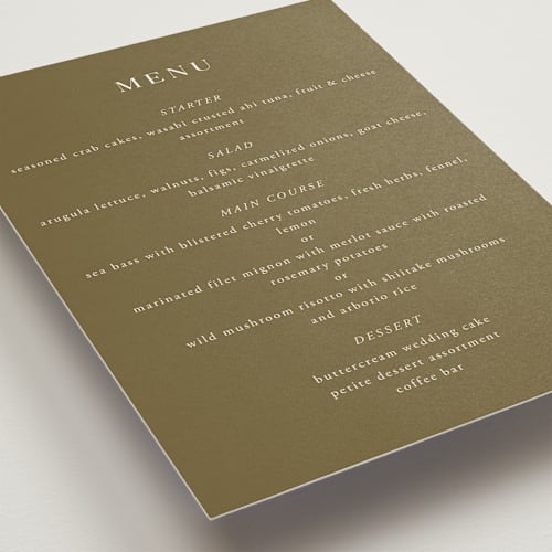 This is a fern menu cards with standard by Lindsay Megahed called savanna printing on signature in standard