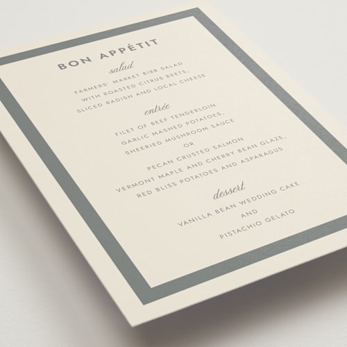 This is a oyster menu cards with standard by Megan Davis called montauk printing on signature in 5x7
