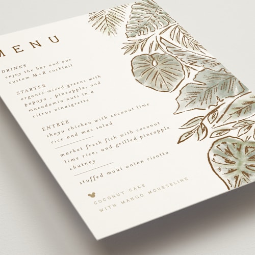 This is a earth menu cards with standard by Shiny Penny Studio called disney's mickey mouse tropical frame printing on signature in standard