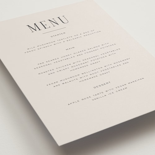 This is a sandstone menu cards with standard by Nicole Walsh called close-up printing on signature in standard