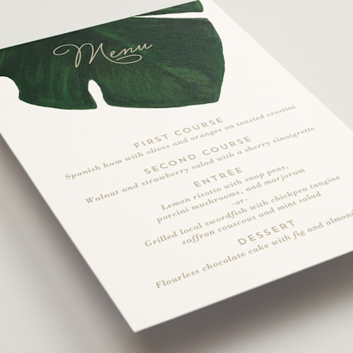 This is a classic palm menu cards with standard by Kaydi Bishop called palm printing on signature in standard