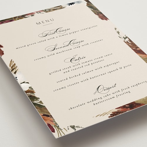 This is a autumn menu cards with standard by Kate Ahn called poetique printing on signature in standard