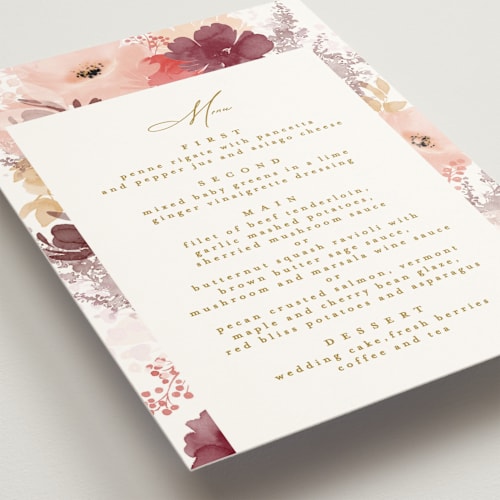 This is a autumn menu cards with standard by Phrosné Barwood called autumn fest printing on signature in standard