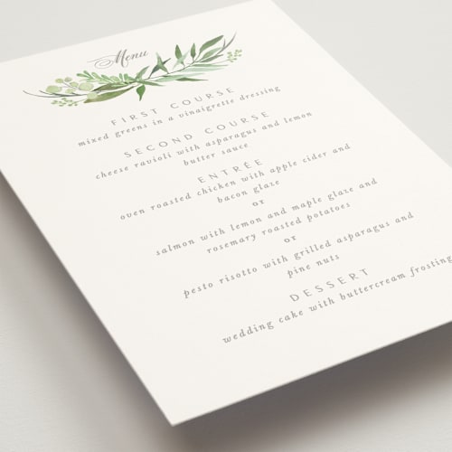 This is a fern menu cards with standard by Creo Study called i do printing on signature in standard