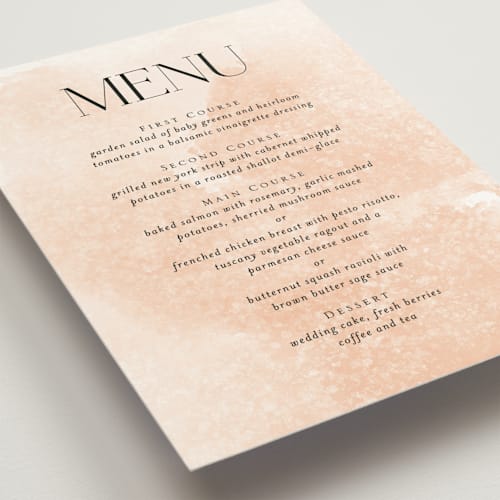 This is a blush menu cards with standard by Snow and Ivy called swept printing on signature in standard