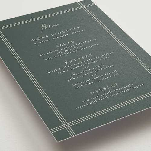 This is a forest menu cards with standard by Melanie Severin called vista printing on signature in standard