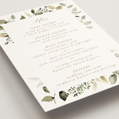 This is a moss menu cards with standard by Petra Kern called lovely printing on signature in standard