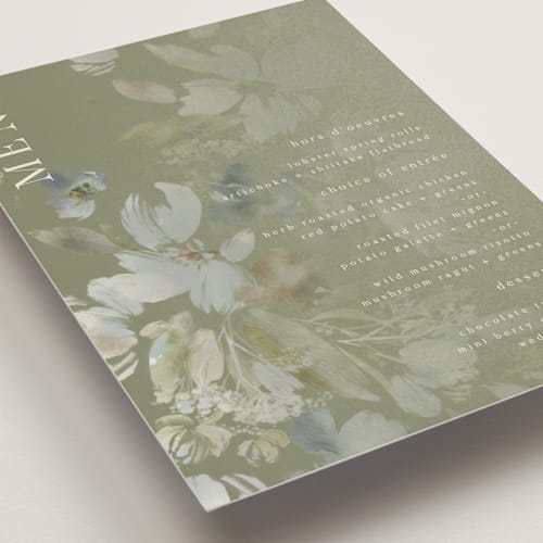 This is a pewter menu cards with standard by Grace Kreinbrink called spring dash printing on signature in standard