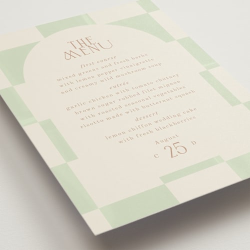This is a mint menu cards with standard by Baumbirdy called checker wash printing on signature in standard