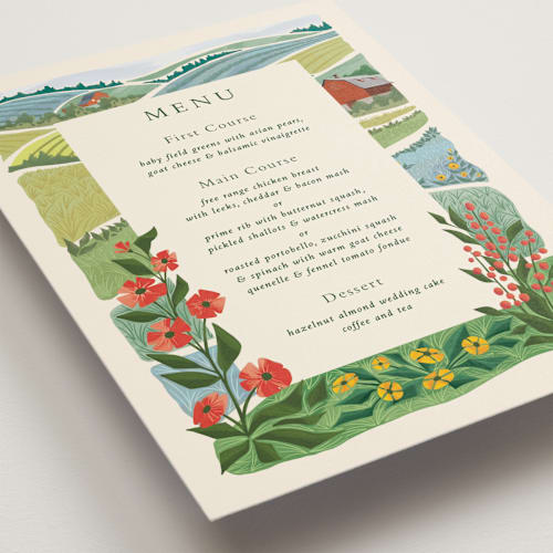 This is a barn menu cards with standard by Paper Sun Studio called farm and field printing on signature in standard