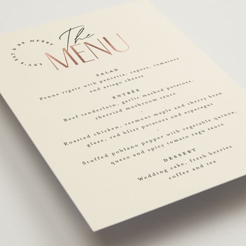 This is a cream puff menu cards with foil pressed by Pixel and Hank called together printing on signature in standard