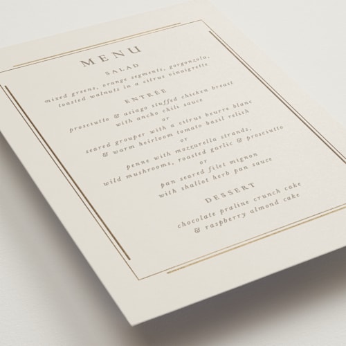 This is a sand menu cards with foil pressed by Jackie Mangiolino called illusion printing on signature in standard