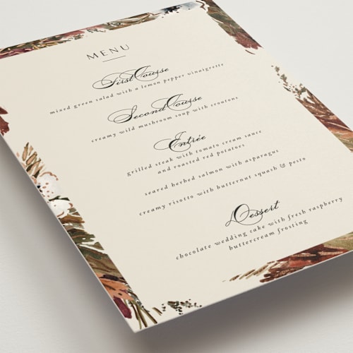 This is a autumn menu cards with foil pressed by Kate Ahn called poetique printing on signature in standard