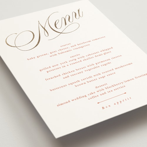 This is a sunset menu cards with foil pressed by Kate Ahn called mirin printing on signature in standard