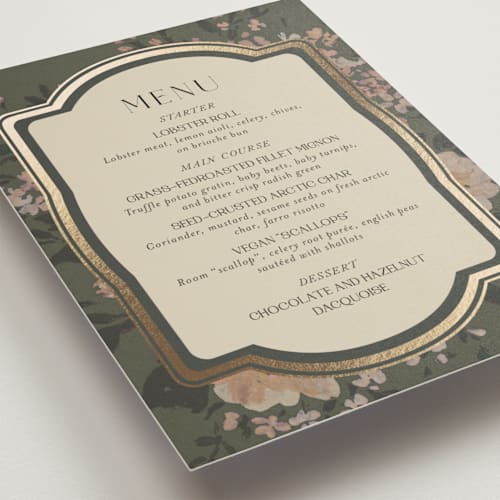 This is a thyme menu cards with foil pressed by Itsy Belle Studio called madison printing on signature in 5x7