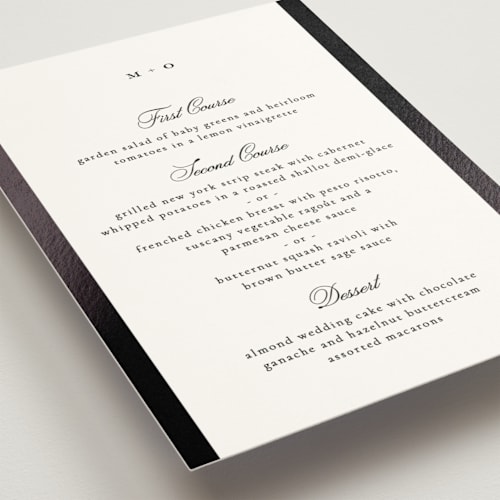 This is a tuxedo menu cards with foil pressed by Kristie Kern called the ritz printing on signature in 5x7
