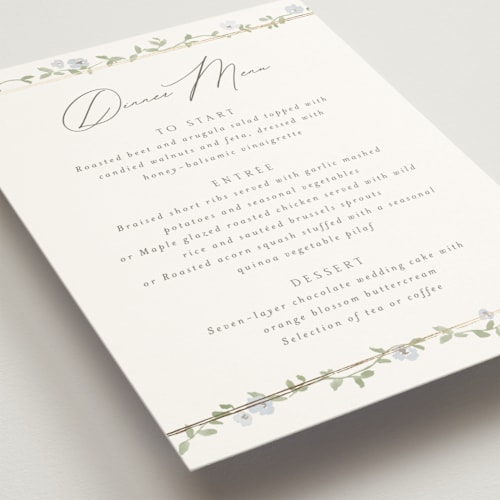 This is a blue bell menu cards with foil pressed by Everett Paper Goods called portico printing on signature in 5x7