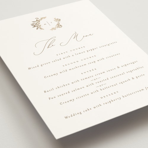 This is a porcelain menu cards with foil pressed by Leah Bisch called reflection printing on signature in 5x7