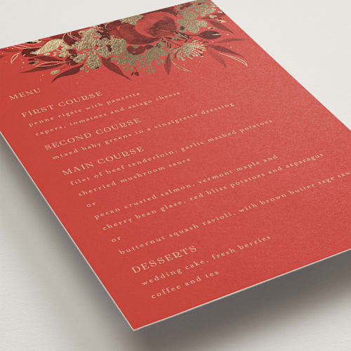 This is a cherry menu cards with foil pressed by Shannon Chen of Four Wet Feet Studio called happiness printing on signature in standard