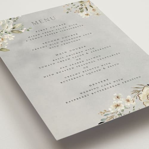 This is a meadow menu cards with foil pressed by Petra Kern called love song printing on signature in standard