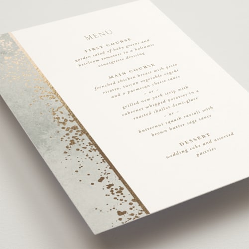 This is a dove menu cards with foil pressed by Meggy Masters called effervescent printing on signature in standard
