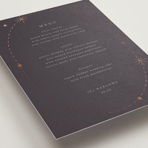 This is a twilight menu cards with foil pressed by Baumbirdy called north printing on signature in standard