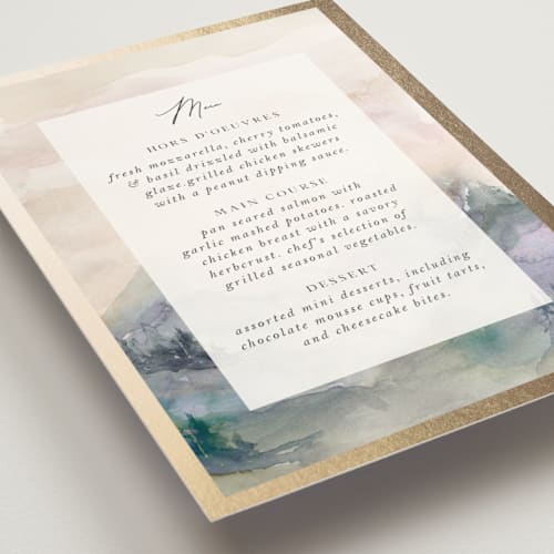 This is a latte menu cards with foil pressed by Lori Wemple called mountain printing on signature in standard