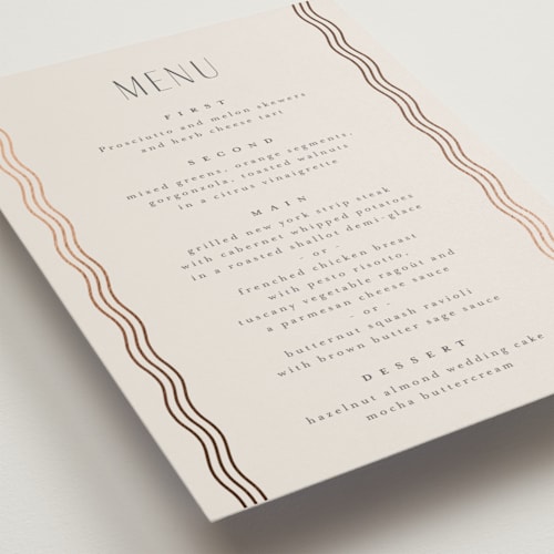 This is a bisque menu cards with foil pressed by Kristie Kern called newberry printing on signature in standard
