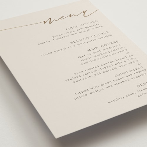 This is a smoke menu cards with foil pressed by Olivia Raufman called gathering printing on signature in standard