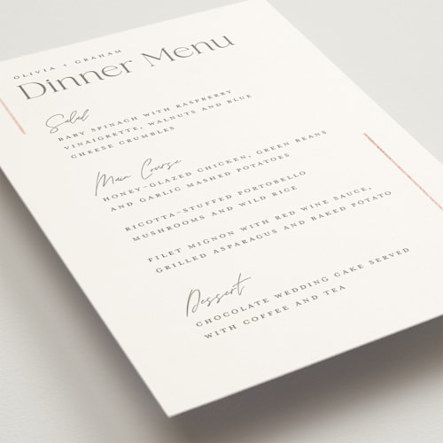 This is a snow menu cards with foil pressed by Michelle Taylor called simple lines printing on signature in standard