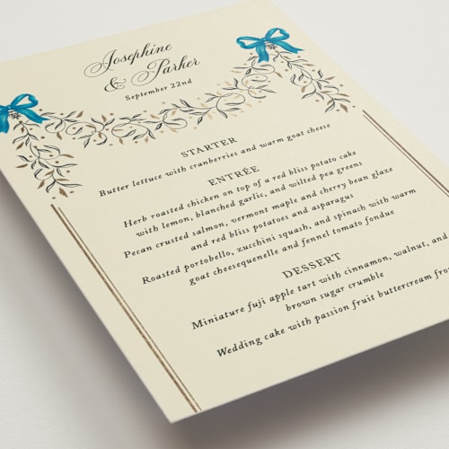 This is a marine menu cards with foil pressed by Jackie Crawford called josephine printing on signature in 5x7