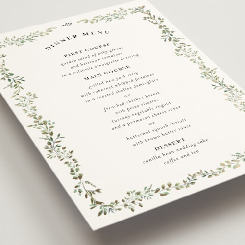 This is a mojito menu cards with foil pressed by Susan Moyal called monogramed arch printing on signature in standard