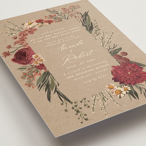 This is a autumn rehearsal dinner invitations with standard by Susan Moyal called organic florals printing on signature in standard