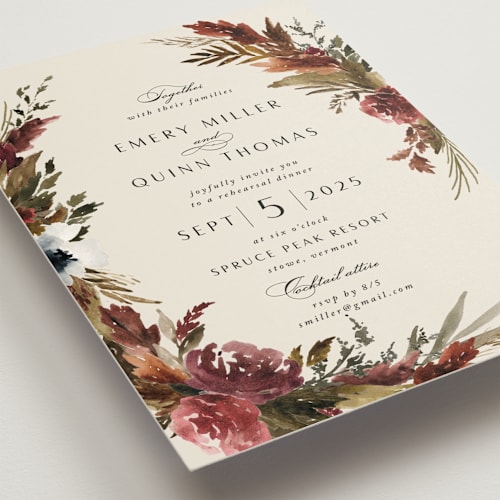 This is a autumn rehearsal dinner invitations with standard by Kate Ahn called poetique printing on signature in standard