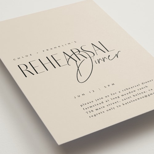 This is a natural rehearsal dinner invitations with standard by Kelly Schmidt called layered printing on signature in standard