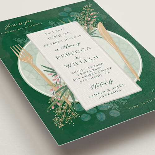 This is a thyme rehearsal dinner invitations with standard by Paper Sun Studio called time to dine printing on signature in standard