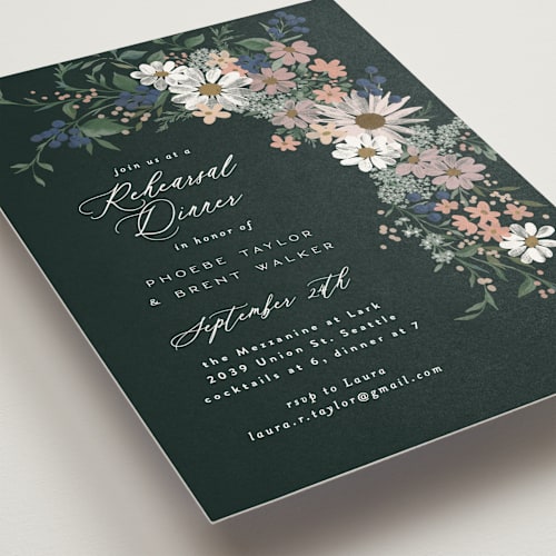 This is a garden rehearsal dinner invitations with standard by Alethea and Ruth called floral bouquet printing on signature in standard