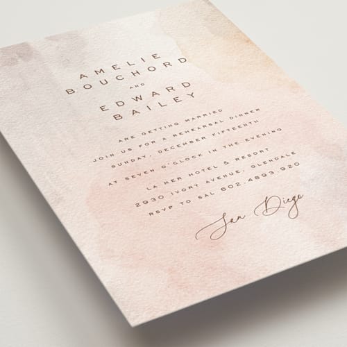 This is a clay rehearsal dinner invitations with standard by chocomocacino called firenze printing on signature in standard