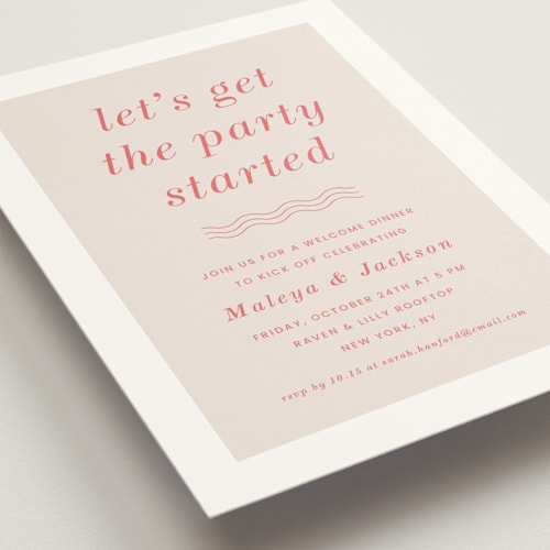 This is a flamingo rehearsal dinner invitations with standard by Kaydi Bishop called party started printing on signature in standard