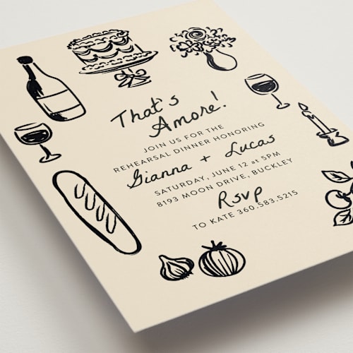 This is a papyrus rehearsal dinner invitations with standard by Itsy Belle Studio called that's amore printing on signature in standard