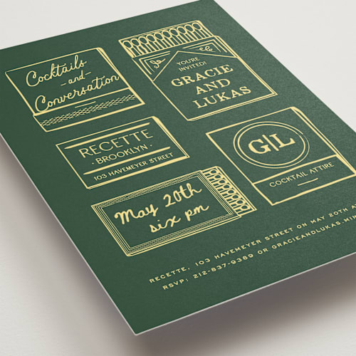 This is a vetiver rehearsal dinner invitations with standard by Jennifer Lew called matchbooks printing on signature in standard