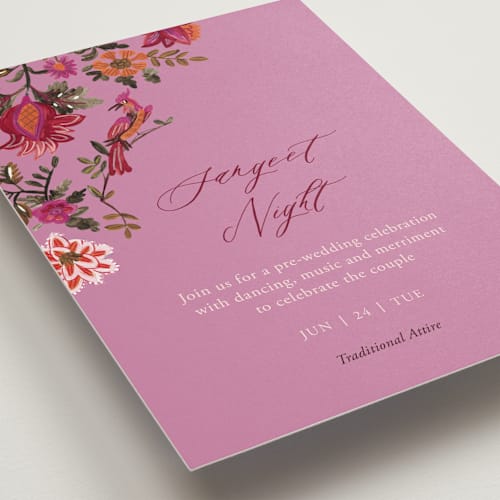 This is a ivory wedding invitations with standard by Caroline Bonne Muller called indian floral chintz lush printing on signature in standard