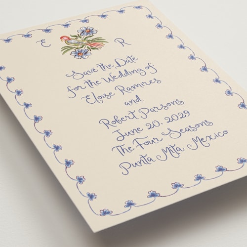 This is a sea save the date with standard by Chris Griffith called artisan wedding printing on signature in standard