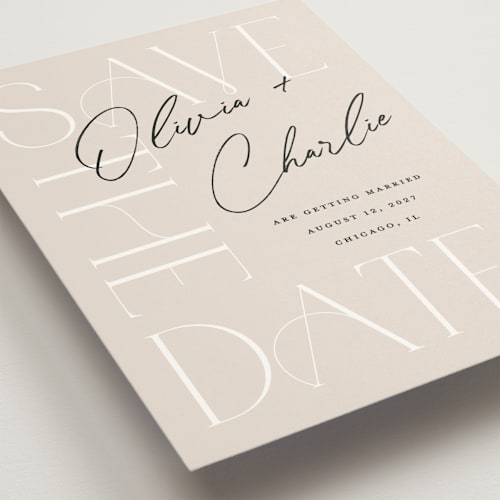 This is a shell save the date with standard by Pixel and Hank called sublime printing on signature in standard