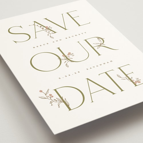 This is a ivy save the date with standard by Susan Zinader called endless summer printing on signature in standard
